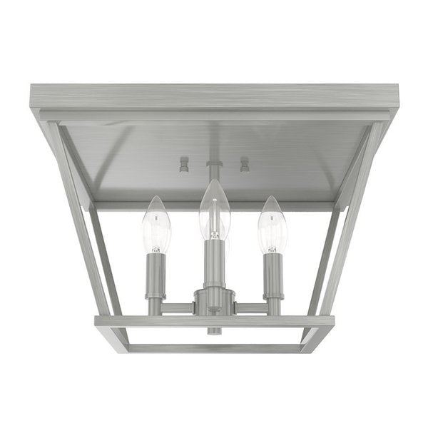 Flush Mount Light, Brushed Nickel, 120 V