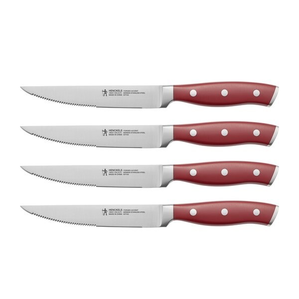 Forged Accent 4-pc Steak Knife Set, Red