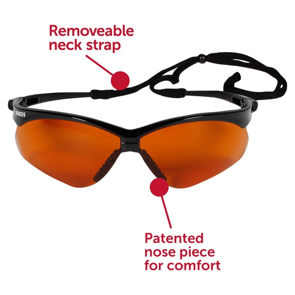 Safety Glasses, Wraparound Copper Polycarbonate Lens, Scratch-Resistant