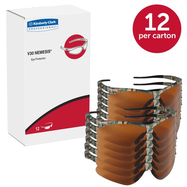 Safety Glasses, Wraparound Bronze Polycarbonate Lens, Scratch-Resistant