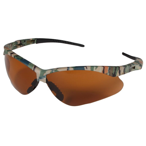 Safety Glasses, Wraparound Bronze Polycarbonate Lens, Scratch-Resistant