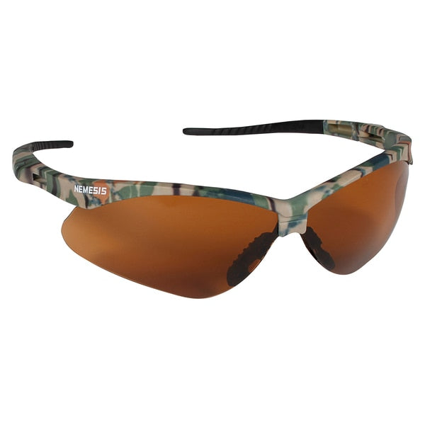 Safety Glasses, Wraparound Bronze Polycarbonate Lens, Scratch-Resistant