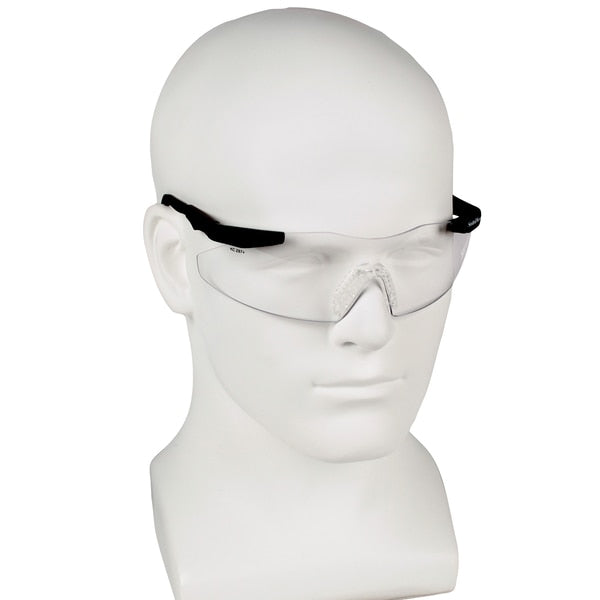 Safety Glasses, Wraparound Clear Polycarbonate Lens, Scratch-Resistant