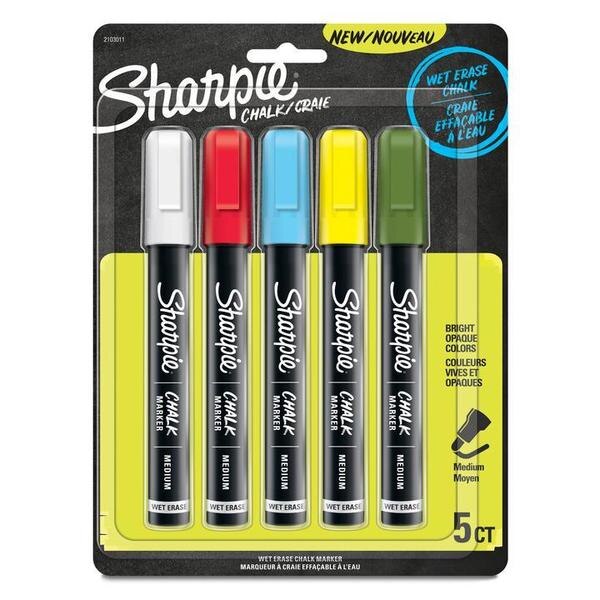 Chalk Dry Erase Marker, Assorted, PK5