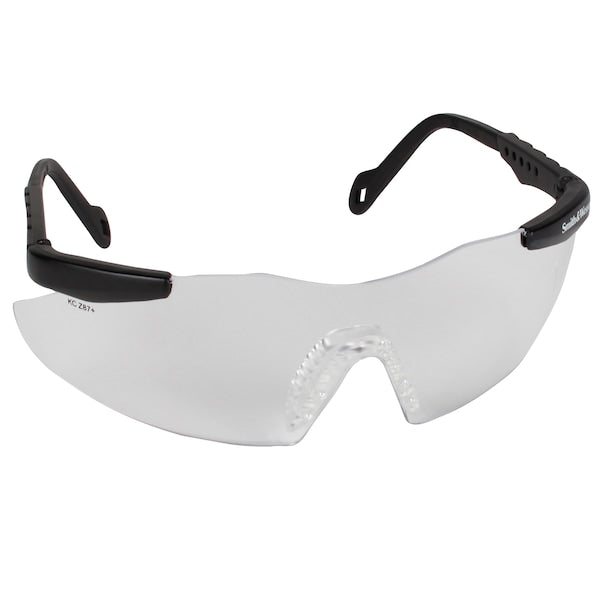 Safety Glasses, Wraparound Clear Polycarbonate Lens, Scratch-Resistant