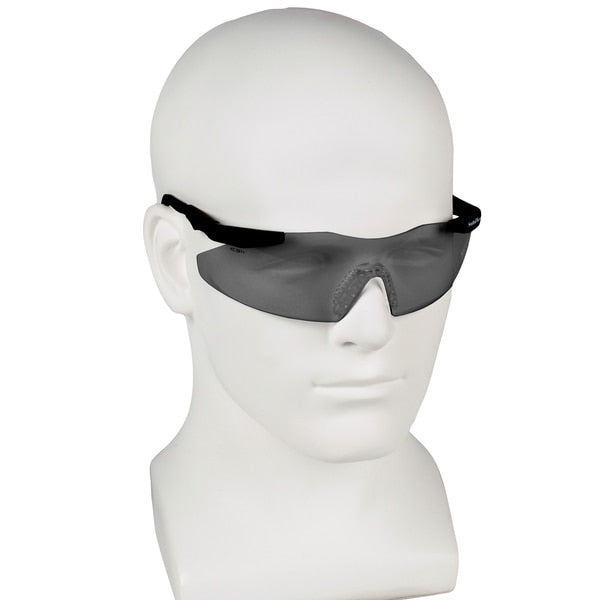 Safety Glasses, Wraparound Smoke Polycarbonate Lens, Scratch-Resistant