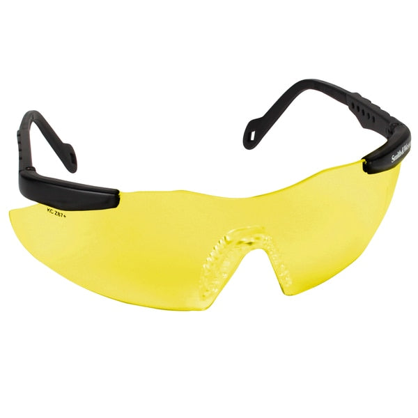 Safety Glasses, Wraparound Yellow Polycarbonate Lens, Scratch-Resistant