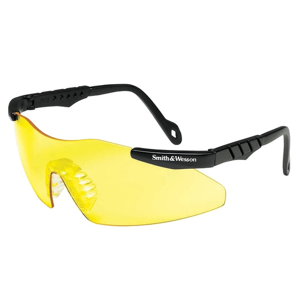 Safety Glasses, Wraparound Yellow Polycarbonate Lens, Scratch-Resistant