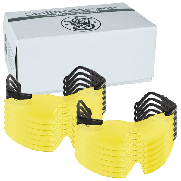 Safety Glasses, Wraparound Yellow Polycarbonate Lens, Scratch-Resistant