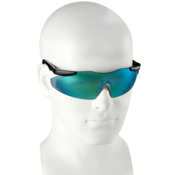 Safety Glasses, Wraparound Gold Mirror Polycarbonate Lens, Scratch-Resistant