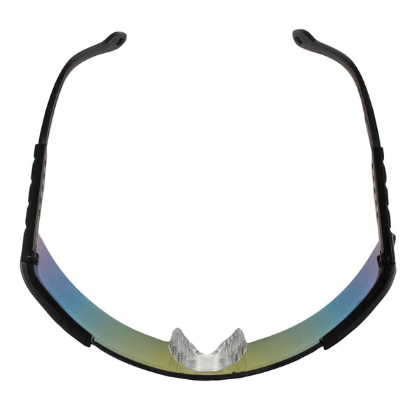 Safety Glasses, Wraparound Gold Mirror Polycarbonate Lens, Scratch-Resistant