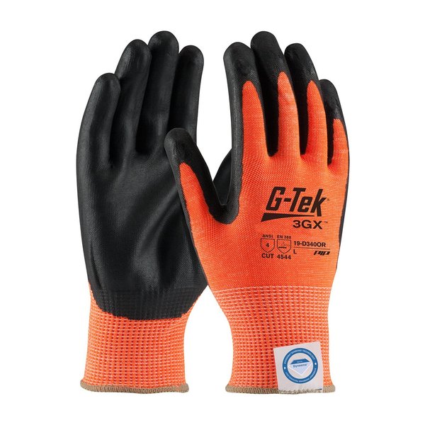 Hi-Vis Cut Resistant Coated Gloves, A4 Cut Level, Nitrile, M, 12PK