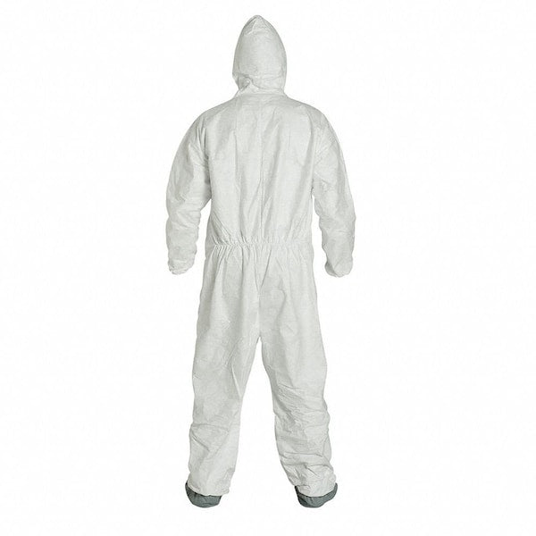 Tyvek 400 Hooded Disposable Coverall, Attached Skid-Resistant Boots, 3XL, White, 25 Pack