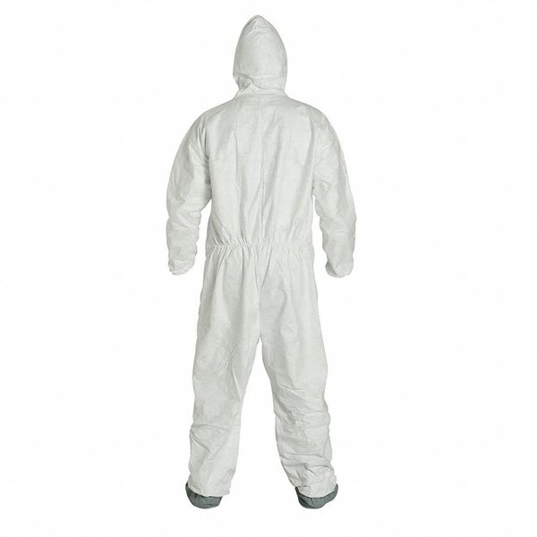 Tyvek 400 Hooded Disposable Coverall, Attached Skid-Resistant Boots, 2XL, White, 25 Pack