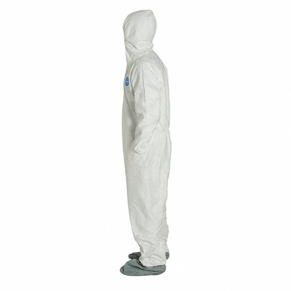 Tyvek 400 Hooded Disposable Coverall, Attached Skid-Resistant Boots, 2XL, White, 25 Pack