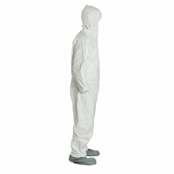 Tyvek 400 Hooded Disposable Coverall, Attached Skid-Resistant Boots, 2XL, White, 25 Pack
