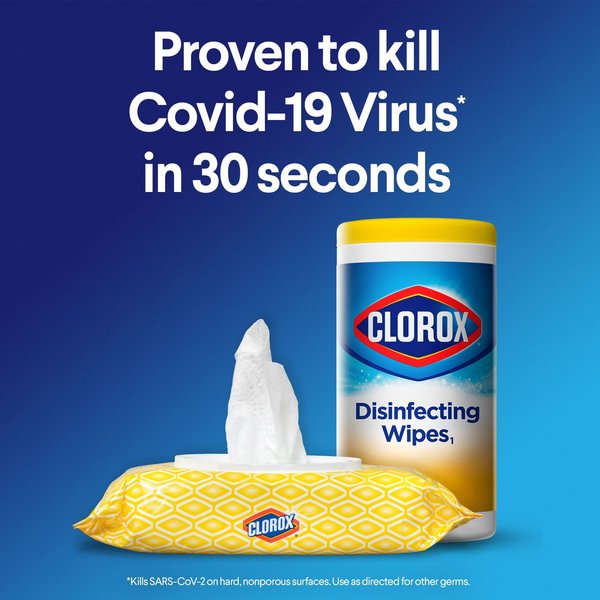 Disinfecting Wipes, Canister, Hard, Non Porous Surfaces, 35 Wipes, 7 in x 8 in, White, Lemon, 12 Pk