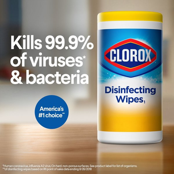 Disinfecting Wipes, Canister, Hard, Non Porous Surfaces, 35 Wipes, 7 in x 8 in, White, Lemon, 12 Pk