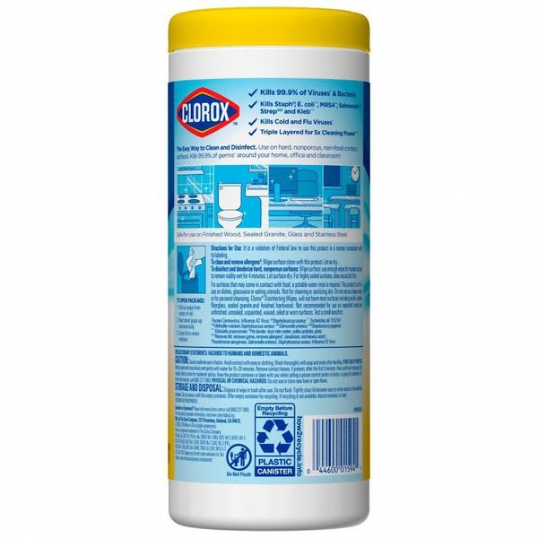 Disinfecting Wipes, Canister, Hard, Non Porous Surfaces, 35 Wipes, 7 in x 8 in, White, Lemon, 12 Pk