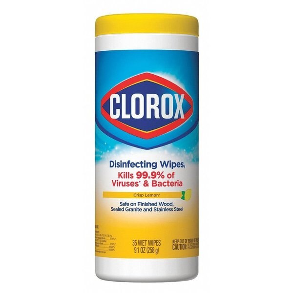 Disinfecting Wipes, Canister, Hard, Non Porous Surfaces, 35 Wipes, 7 in x 8 in, White, Lemon, 12 Pk