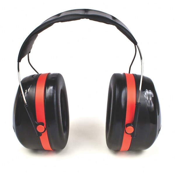 Peltor Optime 105 Over-the-Head Ear Muffs, H10A, Passive Protection, NRR 30 dB, Black/Red