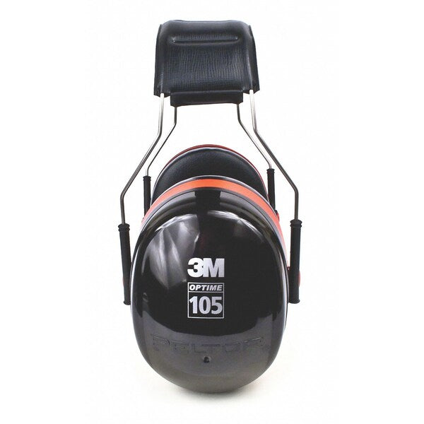 Peltor Optime 105 Over-the-Head Ear Muffs, H10A, Passive Protection, NRR 30 dB, Black/Red
