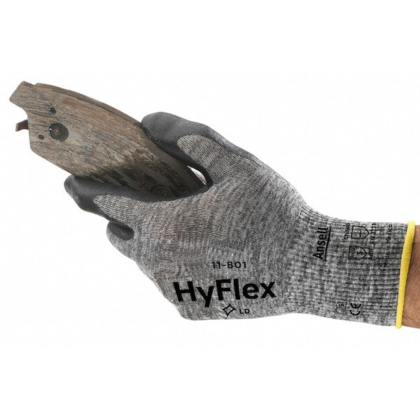 Hyflex, Foam Nitrile Coated Gloves, Palm Coverage, Black, Abrasion Level 3, XL (Size 10), 1 Pair