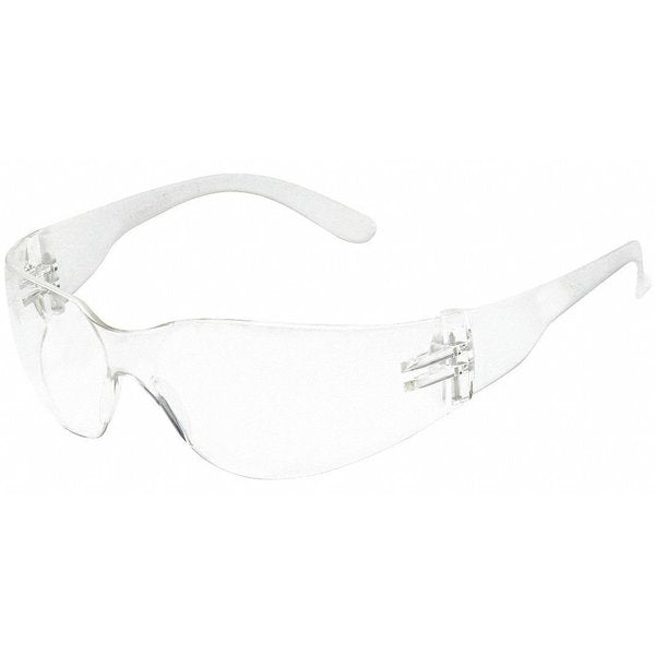 Safety Glasses, Condor V, Scratch-Resistant, Wraparound, Frameless, Clear Temple, Clear Lens