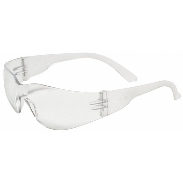 Safety Glasses, Condor V, Scratch-Resistant, Wraparound, Frameless, Clear Temple, Clear Lens