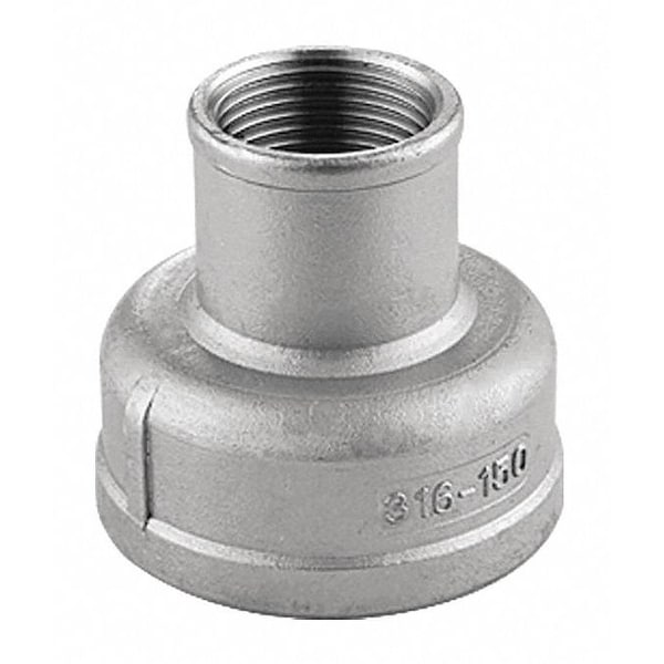 304 Stainless Steel Reducing Coupling, 3/4 in x 1/2 in Fitting Pipe Size, Female NPT x Female NPT