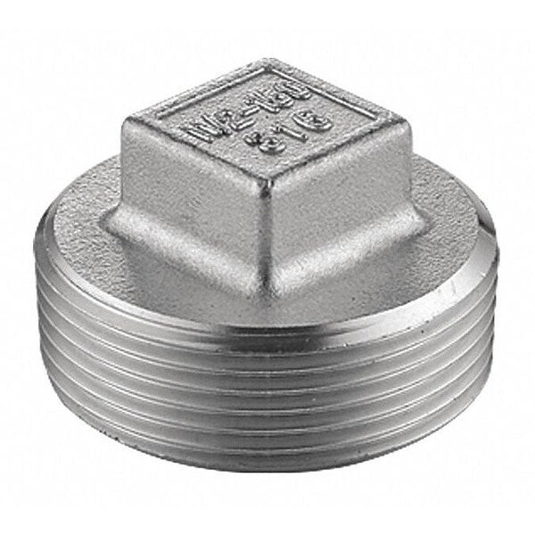 304 Stainless Steel Square Head Plug, 1/2 in Fitting Pipe Size, Male NPT, Class 150