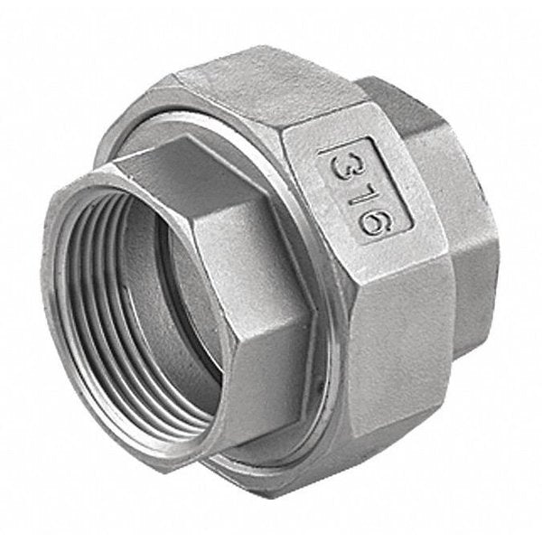 304 Stainless Steel Union, 1/2 in x 1/2 in Fitting Pipe Size, Female NPT x Female NPT, Class 150