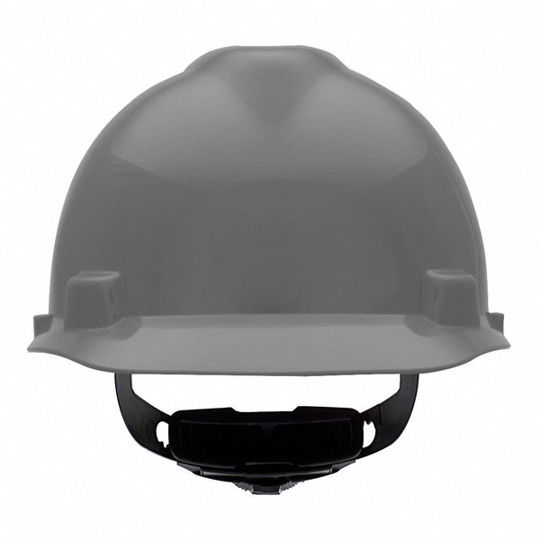 Front Brim Hard Hat, V-Gard, Slotted Cap, Type 1, Class E, Fas-Trac Ratchet Suspension, Gray