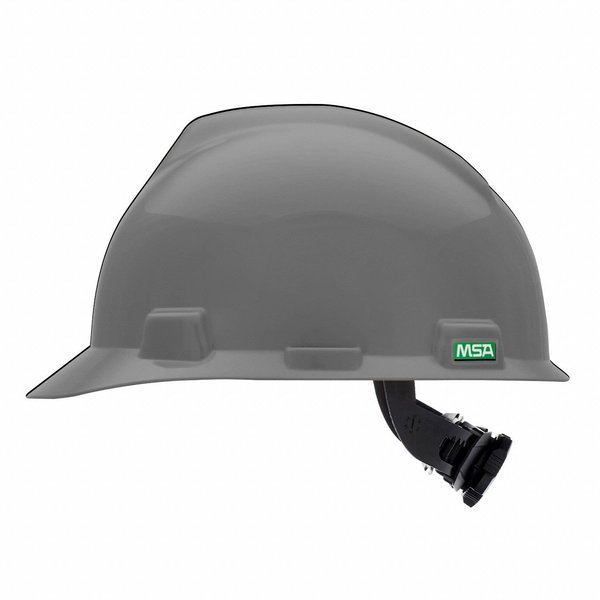 Front Brim Hard Hat, V-Gard, Slotted Cap, Type 1, Class E, Fas-Trac Ratchet Suspension, Gray
