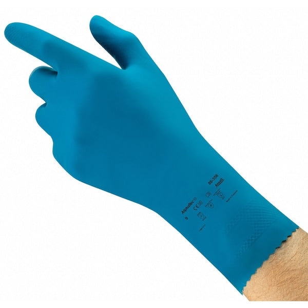 Alphatec Chemical Resistant Gloves, Fish Scale, 12 in Length, 17 mil Thickness, L (9), Blue, 1 Pair