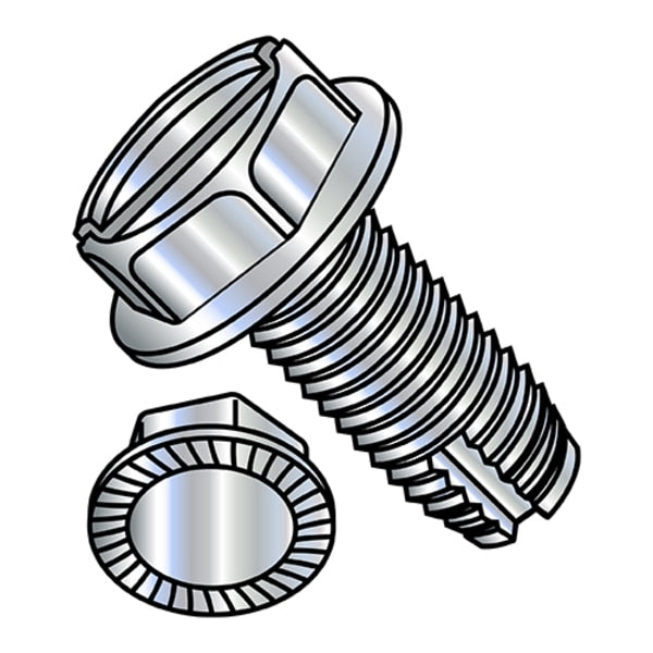 Thread Cutting Screw, #10-24 x 3/8 in, Zinc Plated Steel Slotted Head Slotted Drive, 8000 PK