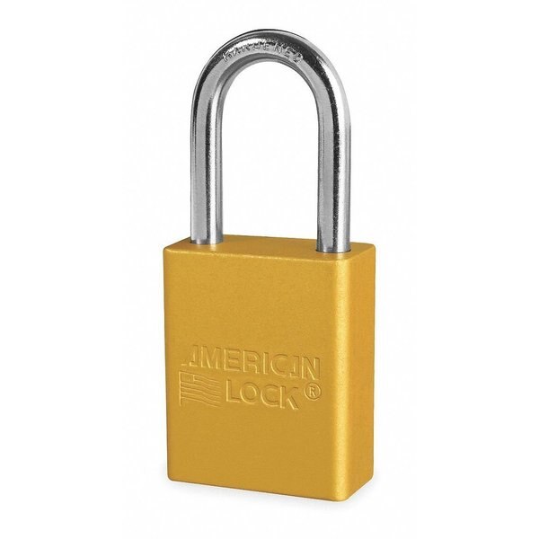 Lockout Padlock, Keyed Different, Anodized Aluminum, 1 1/2 in Shackle, Includes 2 Keys, Yellow