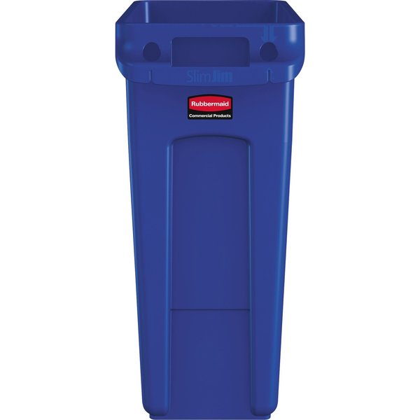 16 gal Rectangular Trash Can, Blue, 11 in Dia, None, High Quality Resin Blend