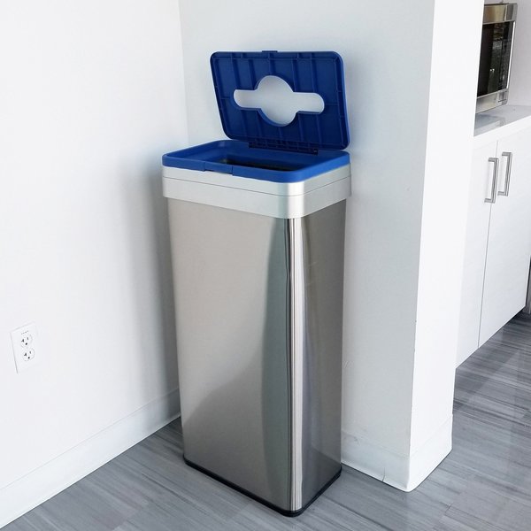Recycle Bin, Stainless Steel, 21 Gallon /, Silver, Stainless Steel