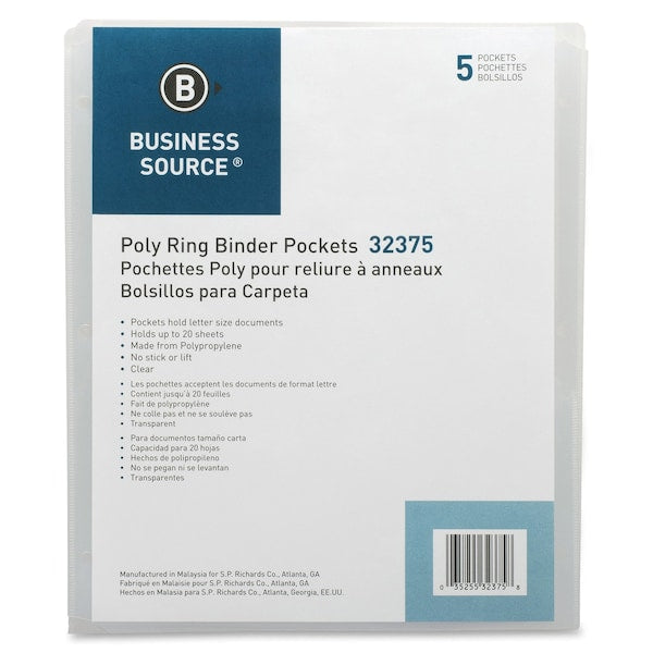 Pocket, Binder, Poly, Clr, PK5