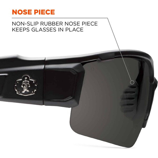Safety Glasses, Traditional Smoke PC Decenter Lens, Anti-Fog, Scratch-Resistant