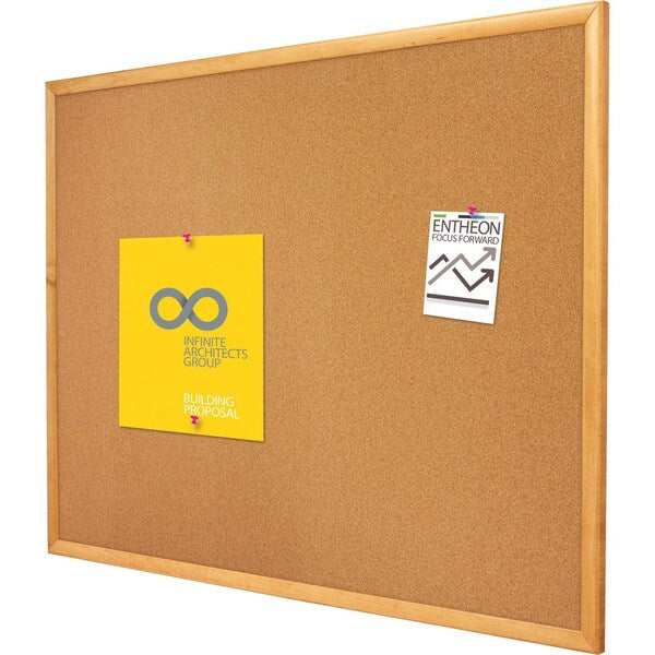 Cork Bulletin Board 4ft.x3ft., Oak Finish Frame