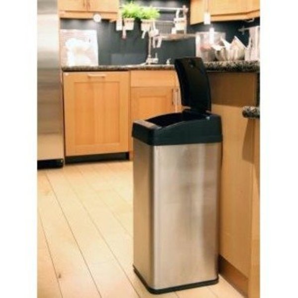 13 gal Rectangular Trash Can, Silver, Stainless Steel