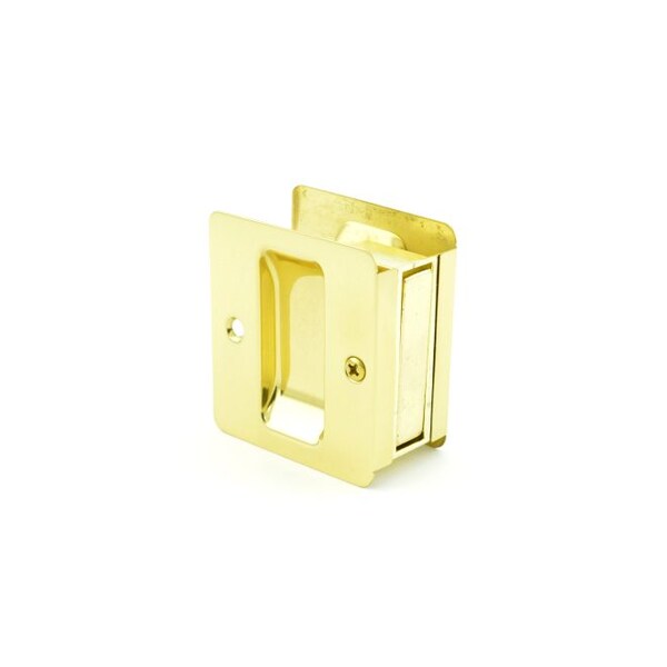 Passage Pocket Door Lock Square Cutout Bright Brass