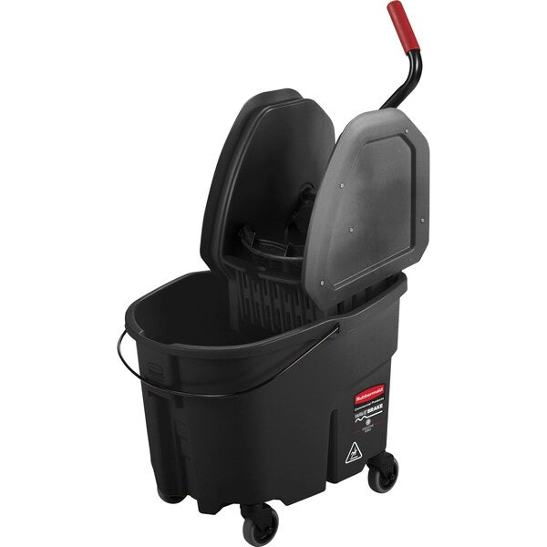 8 3/4 gal WaveBrake Down Press Mop Bucket and Wringer, Black, Polypropylene