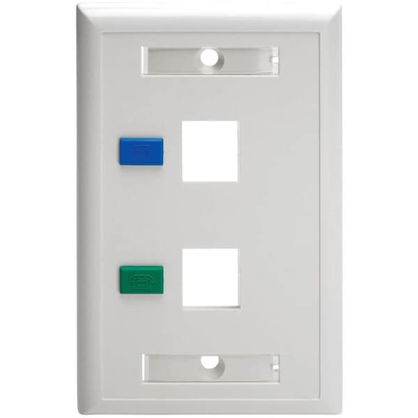 Keystone Face Plate, 2-Port Dual Outlet