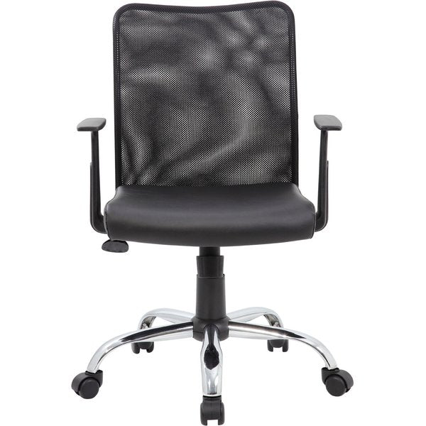 Mesh Task Chair, T-Arm, Black