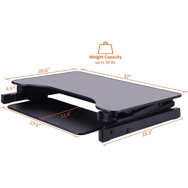 Monitor Riser, Sit-To-Stand, Black