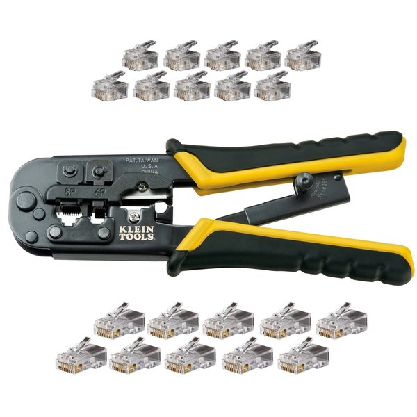 7 1/2 in Crimper and Connector Kit Ethernet, RJ45