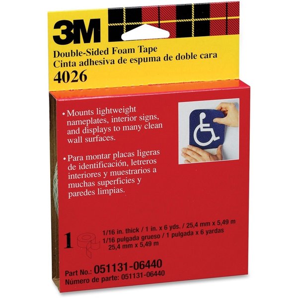 Double Coated Tape, Foam, Off White, PK12